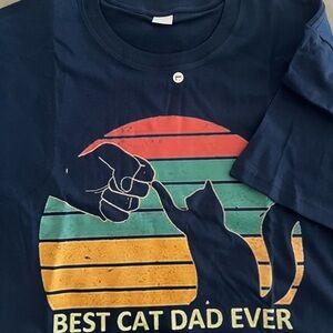 Navy Best Cat Dad Ever Graphic Tee